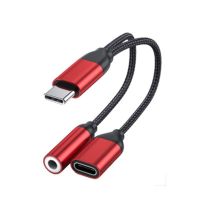 Adapter USB C auf 3,5 mm Aux Jack Aluminiumlegierung Audio -Kopfhörerkabel für Musik-Rot