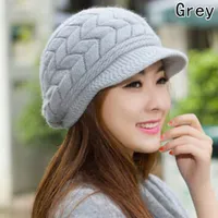 Damen Wintermütze Mütze mit Shirm Damen Schirmmütze Baskenmütze Beanie Barett Warm Strickmütze Winter (Grau)