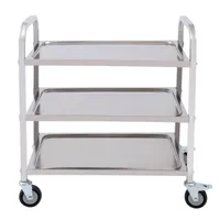 3 policový servírovací vozík Kuchyňský vozík Čajový vozík Clearing Trolley se 4 koly z nerezové oceli (75 * 40 * 83,5 cm)
