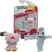 Jazwares PKW2634 Pokémon Battle Figuren Pack - Machollo & Snubbull, 5 cm, detailgetreu, dynamische Posen, Sammelfiguren