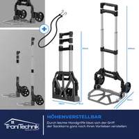 TroniTechnik® Sackkarre Handkarre klappbar, Transportkarre bis 80kg, Klappwagen - Vollgummireifen, höhenverstellbar