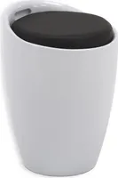 Sitzhocker Arbeitshocker Badhocker Badschemel Stauraumhocker DANIEL, mit Stauraum und Sitzkissen in weiß/schwarz