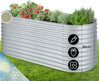 Blumfeldt Hochbeet aus Metall, Wetterfestes Stahlblech-Hochbeet für Balkon & Garten, Rostfreies Hochbeet Oval, Freistehende Hochbeete 200x80x100 cm, 1257L Pflanzkübel Groß für Blumen, Obst, Gemüse