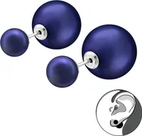Ohrstecker 925 Sterling Silber Doppelperlen Ohrringe in blau
