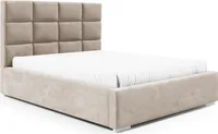 Stauraumbett Diana 200x220 – Bett mit Bettkasten, hohes Kopfteil (125 cm), Metallrahmen & Samtbezug, Piano 03 Creme
