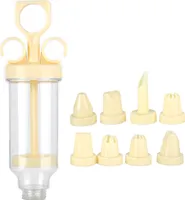 Pastry Decorating Nozzle Set Cookies Piping Syringe with 8Pcs Nozzles for Cake Decorating(CreamColored Nozzle )