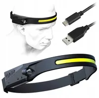 Latarka Czołowa Led Reflektor Na Głowę Cob Czarny 600Mah
