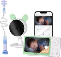 BOIFUN 4.3" Babyphone mit Kamera APP, PTZ 350°, Fernüberwachung in Echtzeit, Regionaler Alarm, Geräuscherkennung und Fütterungserinnerung,Halterung