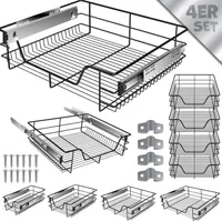 KESSER® Teleskopschublade ✓ Küchenschublade ✓ Küchenschrank ✓ Korbauszug ✓ Schrankauszug ✓ Vollauszug ✓ Schublade, Schwarz, 4x 60cm