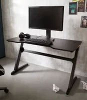 Gaming-Schreibtisch - Schwarz - Carbon - Metall - 120 x 73 cm- mit LED-Beleuchtung