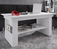 Kobila Couchtisch mit 1 Regal und 2 Fächern weiß.