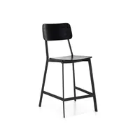 Woody - Schwarzer Holzhocker - 2er-Set