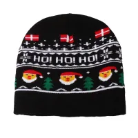 Wintermütze für Erwachsene und Kinder, festliche Weihnachtsmütze, Strickmütze mit Weihnachtsmann, Elch, Schneeflocke, Schneemann-Muster, dicke Wollmütze, Schwarz