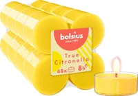 Bolsius 48 Outdoor-Duftteelichter mit Citronella, gelb