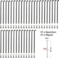 37 Stück Speichen 253mm VERZINKT 2mm inkl. Messing Speichennippel