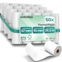 ACROPAQ - 50 x Thermische Kassenrolle - 57 x 47 x 12 mm - Bonnrolle, Thermopapier, Thermorolle - BPA-frei