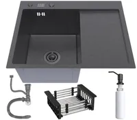 Einspülbecken mit Abtropffläche Graphit 6350L + Zubehör