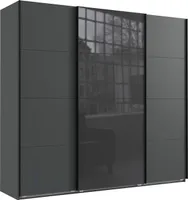 Schwebetürenschrank Kleiderschrank Norderstedt 225x64x210cm graphit Glasgrau