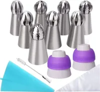 Spritztüllen Set aus Edelstahl Torten Dekoration Set 22 TLG Edelstahldüsen Große Russische Tüllen Spritzbeutel Blumennägel Koppler Backutensilien