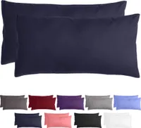 Komfortec Premium Kissenbezüge 2er Set 40x80 cm mit Reißverschluss, gebürstet 100% Polyester 120g/m², Kopfkissenbezug, Superweiches Kissenhülle Set, Blau