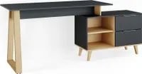 Vicco Schreibtisch Nautica, 138 x 60 cm mit Schubladen, XL, Anthrazit/Buche