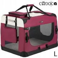 CADOCA® Hundebox Hundetransportbox faltbar robust L 70x52x50cm atmungsaktiv Transporttasche Haustiertransportbox Hundetragetasche Dunkelrot
