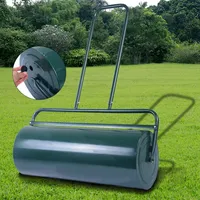 COSTWAY 48L Rasenwalze, 60cm breite Handwalze, Gartenwalze mit Schwerlasttrommel, Rasenroller Ideal für einen Ebenen und weichen Rasen Grün