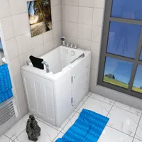 Sitzwanne Whirlpool Badewanne mit Tür S08WP-TH-C-L 110x68cm