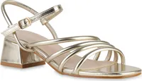 VAN HILL Damen Riemchensandaletten Sandalette Party Schuh 841525, Farbe: Gold, Größe: 41