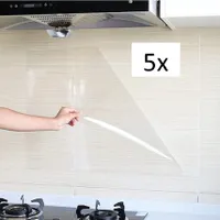 5x Ölbeständiger Wandaufkleber für die Küche, Transparente Selbstklebend Wandfolie, Hitzebeständiger Wasserdichter Aufkleber für Herd, Arbeitsplatte, Schrank, Haushalt (70*45cm )