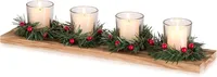 Romadedi Adventskranz Länglich Holz Kerzenhalter Tischdeko Weihnachtsdeko Modern 42cm