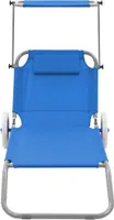 vidaXL Klappliege mit Sonnenschutz und Rädern Stahl Blau