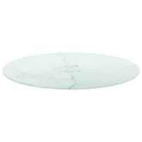 vidaXL Tischplatte Weiß Ø60x0,8 cm Hartglas in Marmoroptik