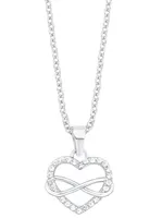 s.Oliver Damen Halskette mit Infinity-Herz-Anhänger in Sterling Silber 925 silberfarben und Zirkonia - 2025989