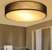 ZMH Deckenleuchte Runde Deckenleuchte Schlafzimmer - 30 cm Stoff Schwarz Wohnzimmerlampe Moderne Schlafzimmerlampe 1 Glühbirne E27 Küchenlampe mit Stoff Schirm Flur Lampe für Wohnzimmer Küche Flur