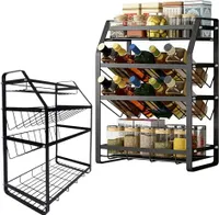 JOIEYOU Gewürzregal Stehend Schwarz Gewürz Organizer Gewurzregalsystem Ohne Bohren 4 Etagen Abnehmbar Gewürzständer aus Metall Küchenregal für Gewürzflaschen, Gläser, Ölflaschen - 53 x 35 x 20 cm