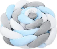 Kuschelkissen 150 cm Minky Blau-weiß-grau geflochtenes flauschiges Dekokissen Zierkissen Deko