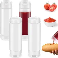 4X Squeeze Flasche aus Kunststoff, 480ml Quetschflasche GroßEr Ventilspender, Squeeze Condiment Flaschen für Gewürze Ketchup Olivenöl