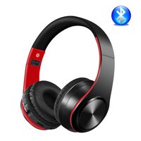Bluetooth 5.0 Gaming Headset Kopf montiert Wireless Headset Kopfhörer Faltbar Stereo Noise Cancelling, Rot schwarz