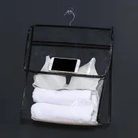 Badezimmer Wand Hängetasche, 37 x 17 x 39cm Hängender Organizer, Wasserdicht Wandmontierte Aufbewahrungstasche Wandorganizer Schwarz