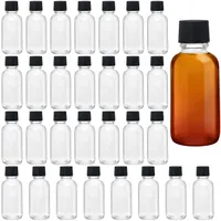 Belle Vous Kleine Schnapsflaschen (30 Stk.) - 30 ml - Wiederverwendbare Kleine Flaschen zum Befüllen aus Glas mit Schwarzem Schraubverschluss - Mini