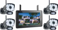 Überwachungskamera Komplettset 4 Kameras + 9Zoll Monitor, Handy Überwachungs App