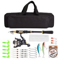 1.5m Teleskop-Angelrute und Rolle Combo Full Kit Spinning Fishing Reel Gear Organizer Pole Set mit 100 m Angelschnur lockt Haken Jigkopf und Angel-Tragetasche Angelzubehoer