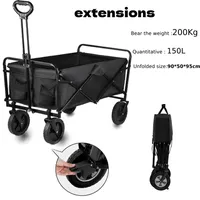 Bollerwagen Faltbar Mit Dach Handwagen Transportwagen, 2 Sitzer Mit 3-Punkt Gurtsystem, Klappbar, Vollgummi-Reifen, Bis 200 Kg