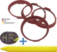 4X Zentrierringe 70,4 x 66,1 mm Rot Felgen Ringe + 1x Reifen Kreide Fett Stift