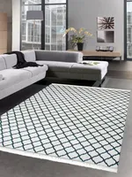 Waschbarer Teppich Print Teppich Küchenteppich creme schwarz marokkanisches Muster Größe - 80 x 300 cm