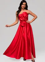 Ombre Abendkleid Satin Maxi rot XS