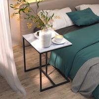WISFOR Beistelltisch Marmor Sofatisch Kaffeetisch Wohnzimmertisch Couchtisch rechteckig Laptoptisch Betttisch Pflegetisch