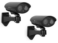 Kamera Attrappen Set mit Bewegungsmelder und Schwenkbewegung, Fake Überwachung