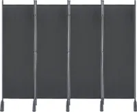 YARDIN Paravent Trennwand 3 Teilig 225 x 180cm Stoff Raumteiler Balkon Sichtschutz Klappbar Freistehend Stellwand Faltbar Eisenbasis Dunkelgrau